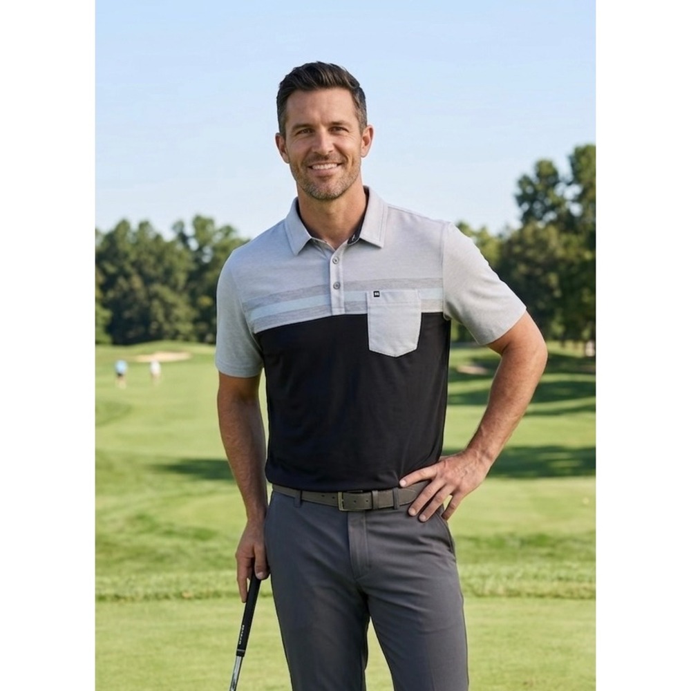 TravisMathew Polo Shirt‎ Mens XL Colorblock Golf Preppy Casual Sporty Active